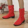2024 Новые популярные универсальные женские ботинки плиссированные универсальные замшевые темпераментные модные ботинки с круглым носком Zapatos De Mujer