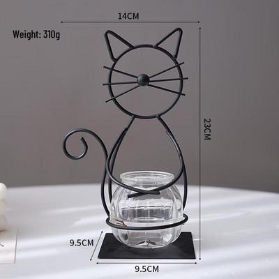 Shangqi Minimalist Cat Iron Art Hydroponic Vase