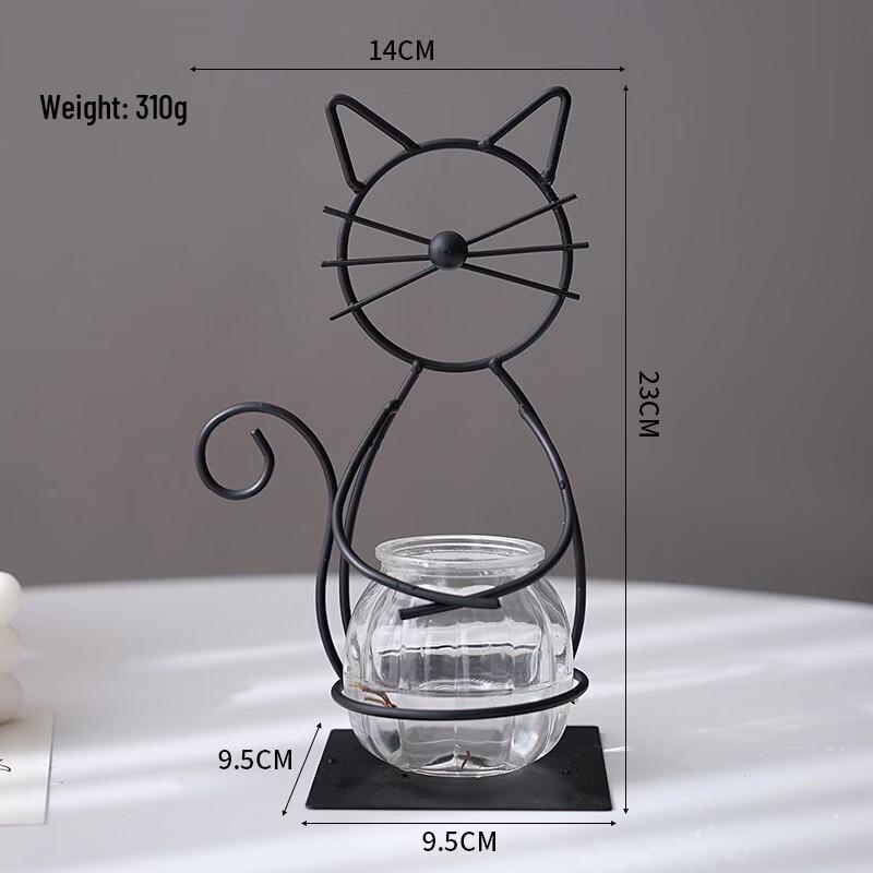 Shangqi Minimalist Cat Iron Art Hydroponic Vase