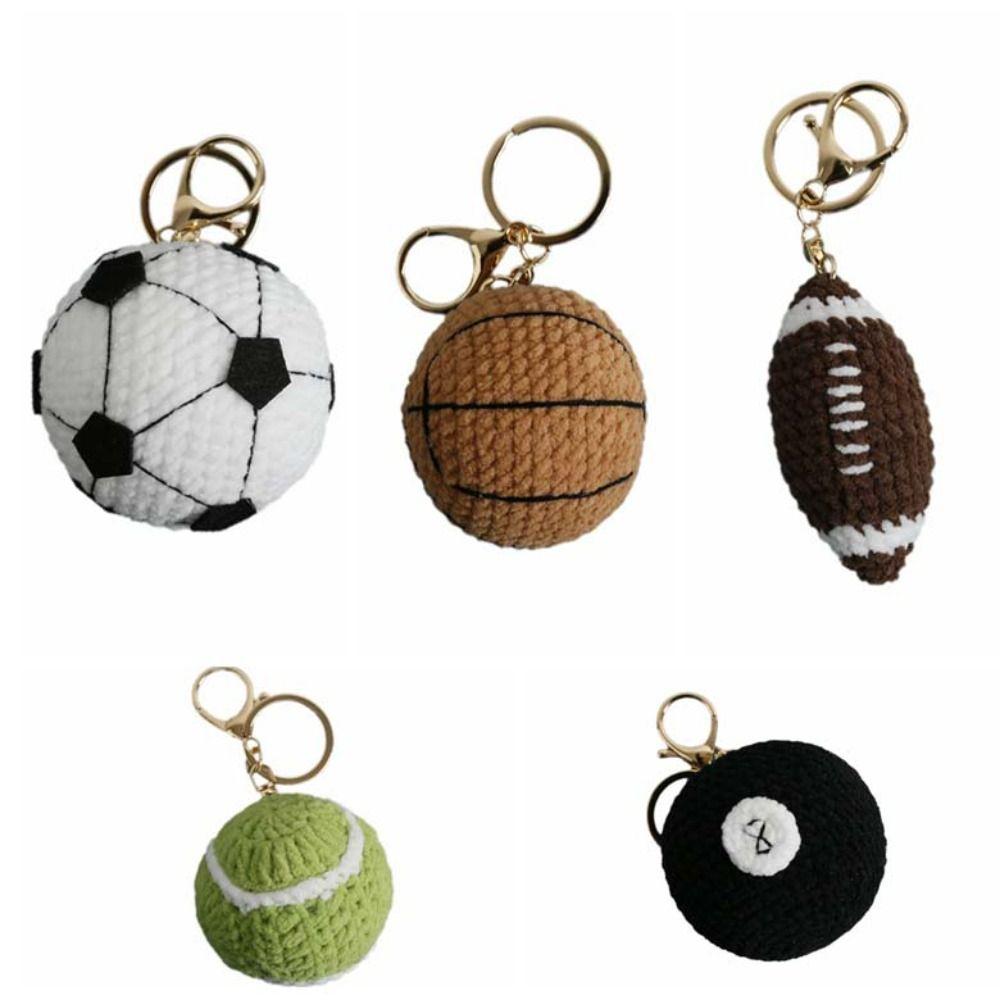 Billiards Rugby Knitting Basketball Keychain Handmaking Sport Ball Pendant Backpack