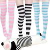 Сексуальные полосатые гольфы для девочек, длинные носки выше колена, эластичные чулки