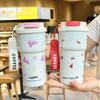 Милая бутылка-термос для девочек, кофейная кружка с соломинкой, для горячих и холодных напитков, вакуумный стакан из нержавеющей стали 316, для улицы, для автомобиля, стакан для льда