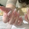 Потрясающие Белые Лунные Ногти Ручной Работы с Гальваническим Покрытием - Нежный, Высококлассный Маникюр в Стиле Чистого Желания.