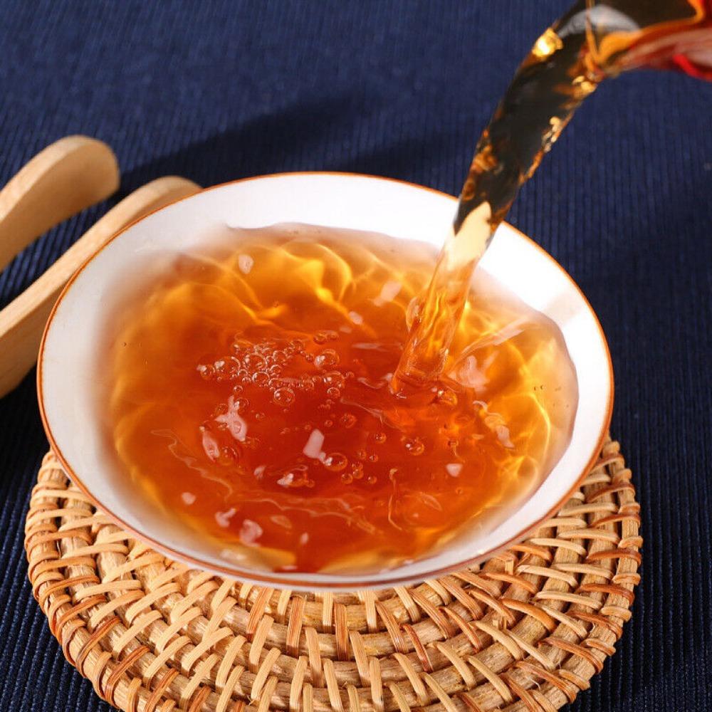 208g Hunan Anhua Black Tea Authentic Golden Flower Hand-built Por Brick Tea