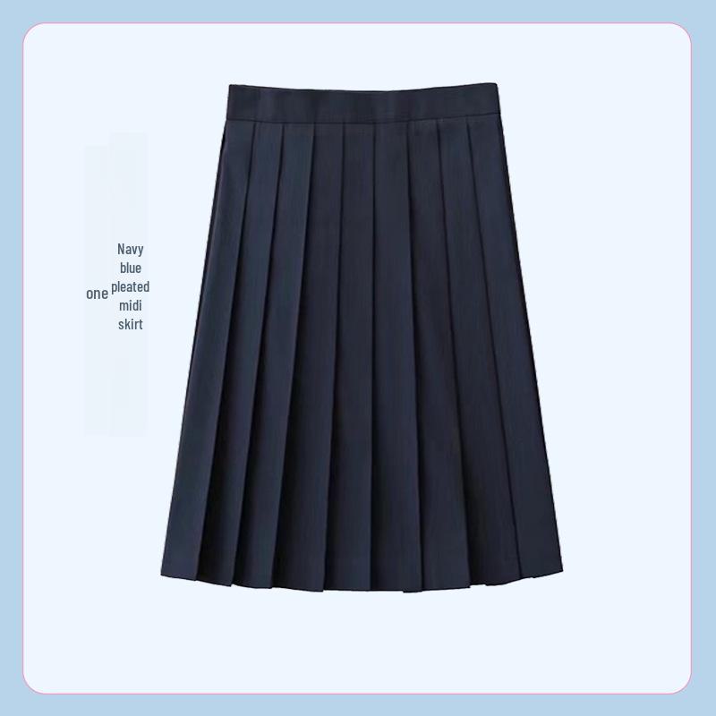 Японская плиссированная летняя школьная юбка JK - чистый черный индиго, в стиле колледжа