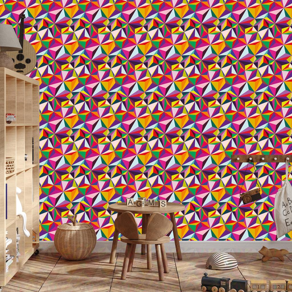 Geometric colorful pattern wallpaper for living room and bedroom 50x1000