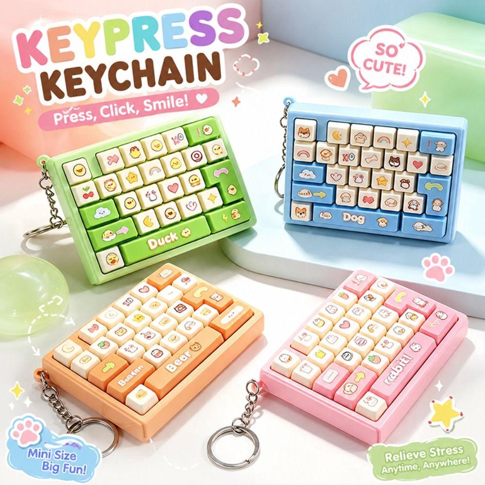 Cartoon Keyboard Keychain 26-grid Keycap Clicker High Quality Button Clicker Key Accessories