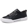 Casual Leather Shoes Men's 2025 Spring and Autumn Models Cowhide Youth Board Shoes Elastic Lace-up Sports and Leisure Shoes Men's Trendy Shoes