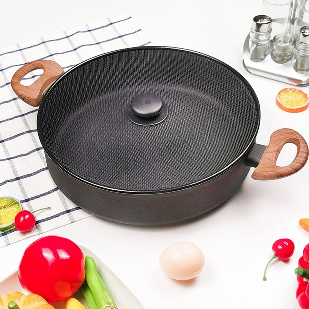 With Handle Oil Splatter Screen Black Splatter Guard New Cover Lid  Kitchen Supplies