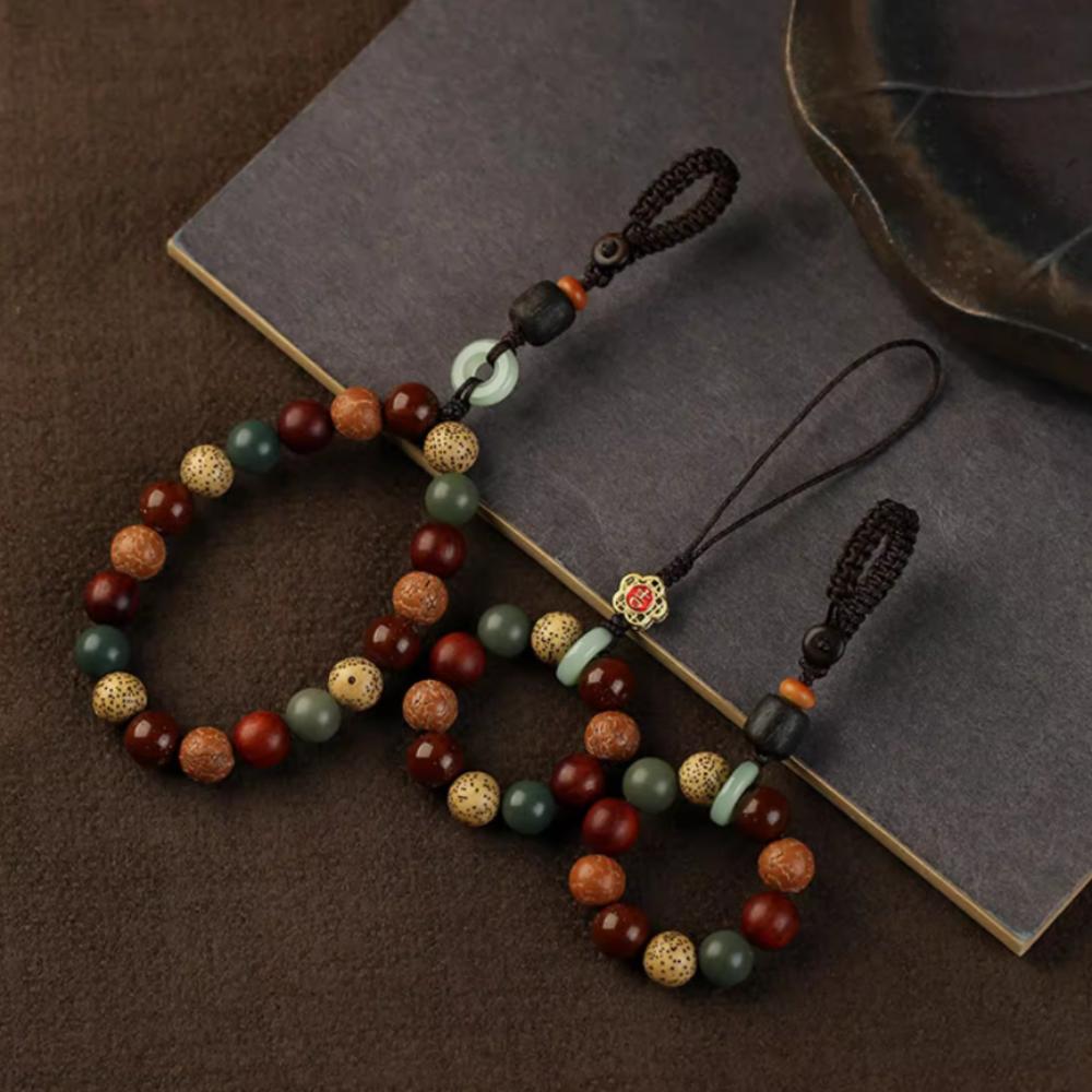 Bag Hanging Wooden Beaded Pendant Charm Beads Lanyard Creative Car Key Ring Key Decor