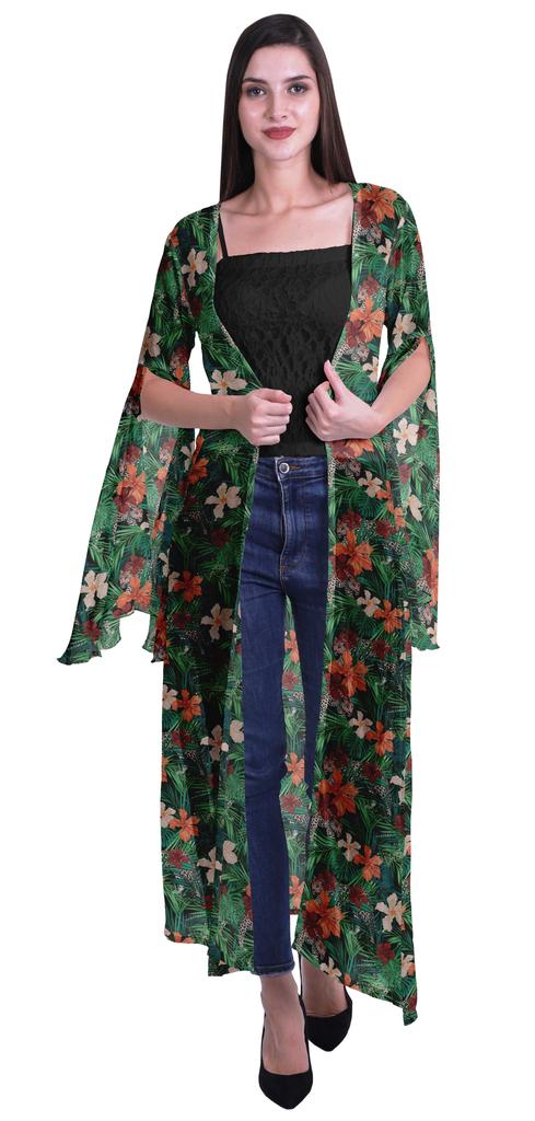 Moomaya Пляжная накидка с открытым передом из принтованного жоржета и разрезами на рукавах