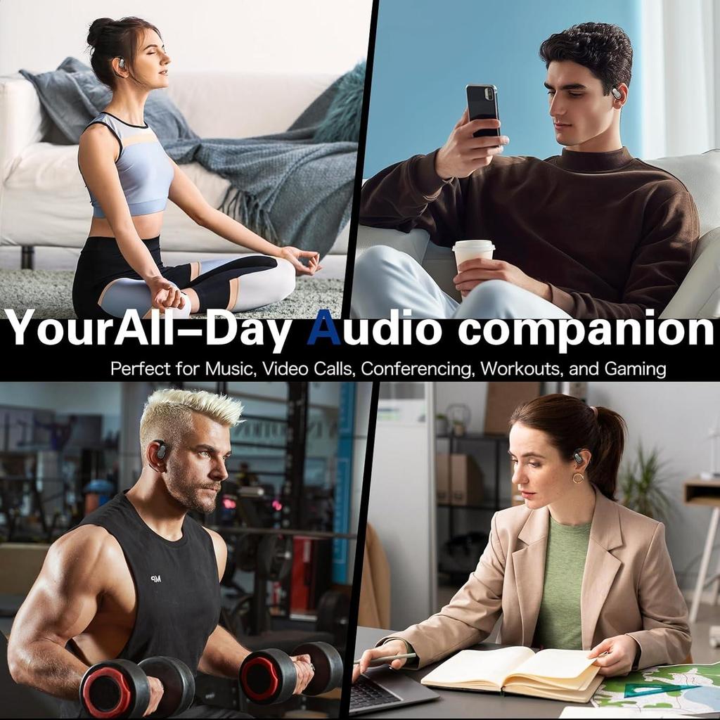 Наушники Bluetooth 5.4 TWS Наушники 40 часов воспроизведения Светодиодный дисплей питания Наушники с lPX5 Открытые наушники для спорта, работы, учебы