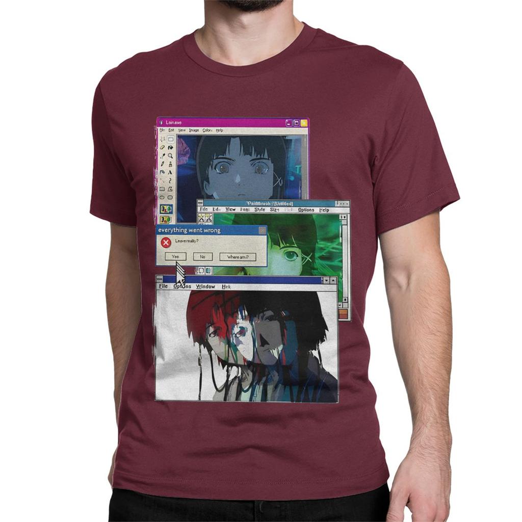 Men Women's Serial Experiments Lain Edit Vintage Pure Cotton Tee Shirt Anime Lwakura Sci Fi Manga T Shirt Clothing Unique