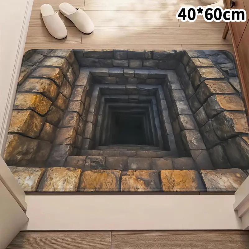 3D Визуальный Полиэстеровый Тканевый Коврик для Пола для Домашней Ванной Комнаты, Впитывающий и Нескользящий Коврик для Ног, Легкий в Уходе