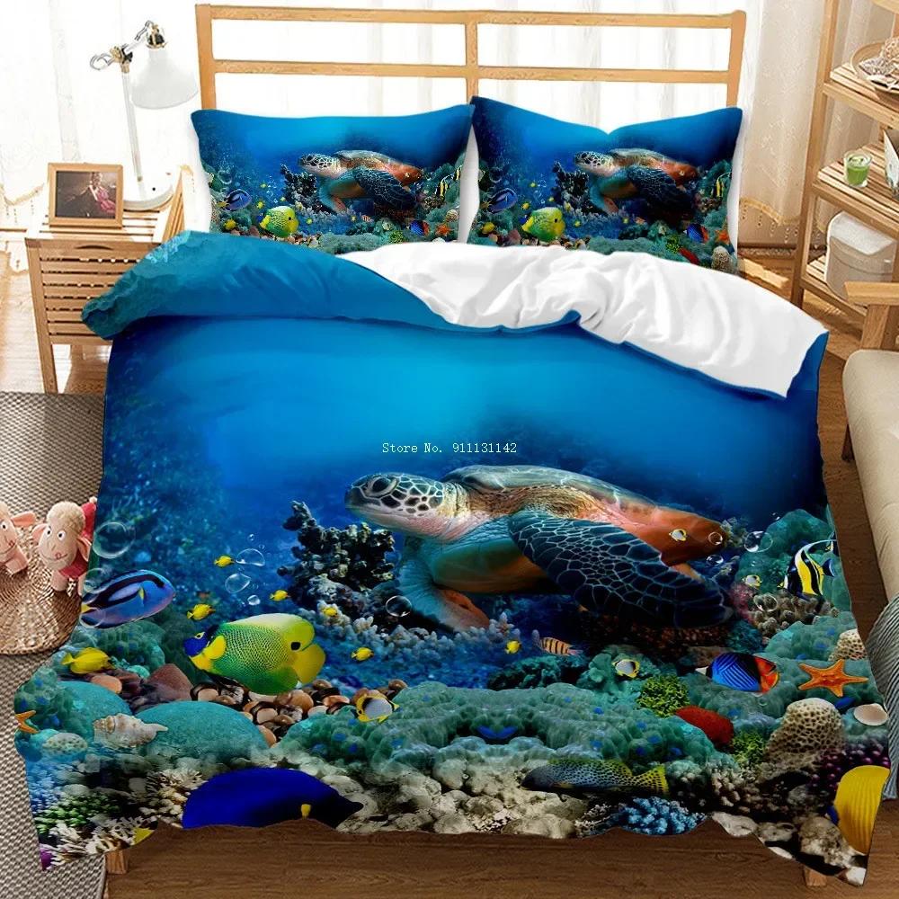 3D Undersea World Whale Shark Comfortable Duvet Quilt Cover Pillowcase Bedding Set Children Bedroom Decoration Home Textile