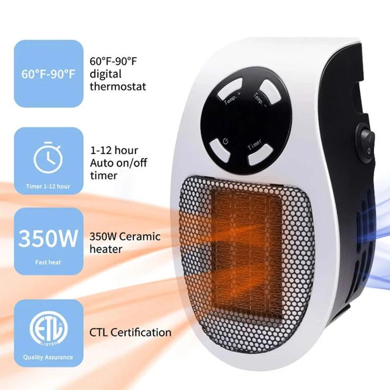 Portable Electric Heater Mini Radiator Plug in Wall with Remote Control Fast Heating Hand Warmer for Room Office Desk Use