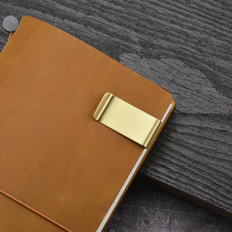 Металлический кожаный держатель для ручек, латунный зажим для карандашей из нержавеющей стали, винтажный держатель для ручек, блокнотов, держатель для ручек, зажим для листов