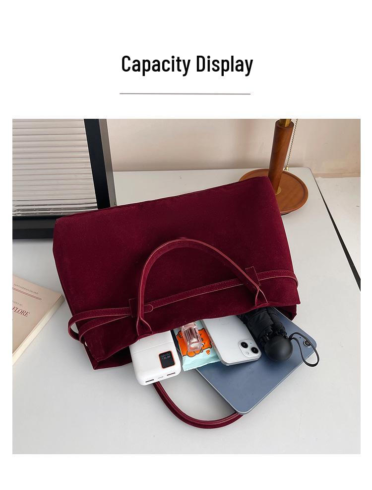 Винтажная нишевая замшевая сумка-тоут: Большая вместимость, универсальная мода для поездок на работу