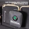 Для Skoda Автомобильный Логотип Чехол для Кабелей Сумка для Хранения Зарядного Пистолета Водонепроницаемый Органайзер для Кабелей Octavia A5 A7 RS Fabia Superb Rapid Karoq