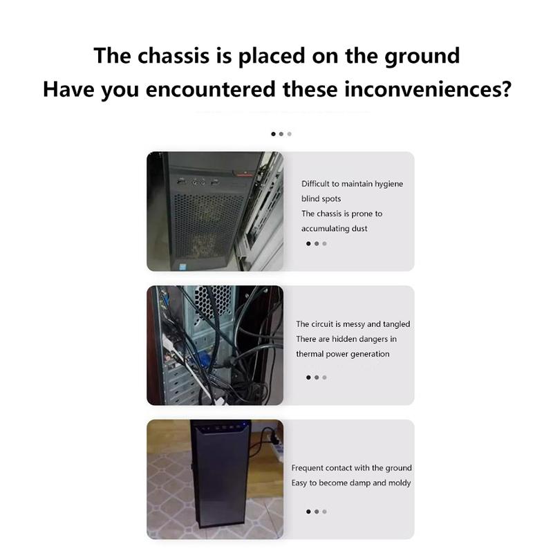 Компьютерная стойка, регулируемая мобильная подставка для процессора, игровой корпус для ПК с 4 колесиками, подходит для большинства ПК, подставка для компьютера под столом