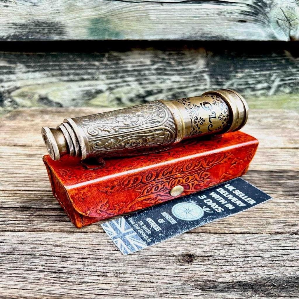 Антикварный дизайн DOLLOND LONDON 1920 ГРАВИРОВАННЫЙ морской матросский домашний декор ручной 16-дюймовый латунный телескоп с коробкой морской подарок