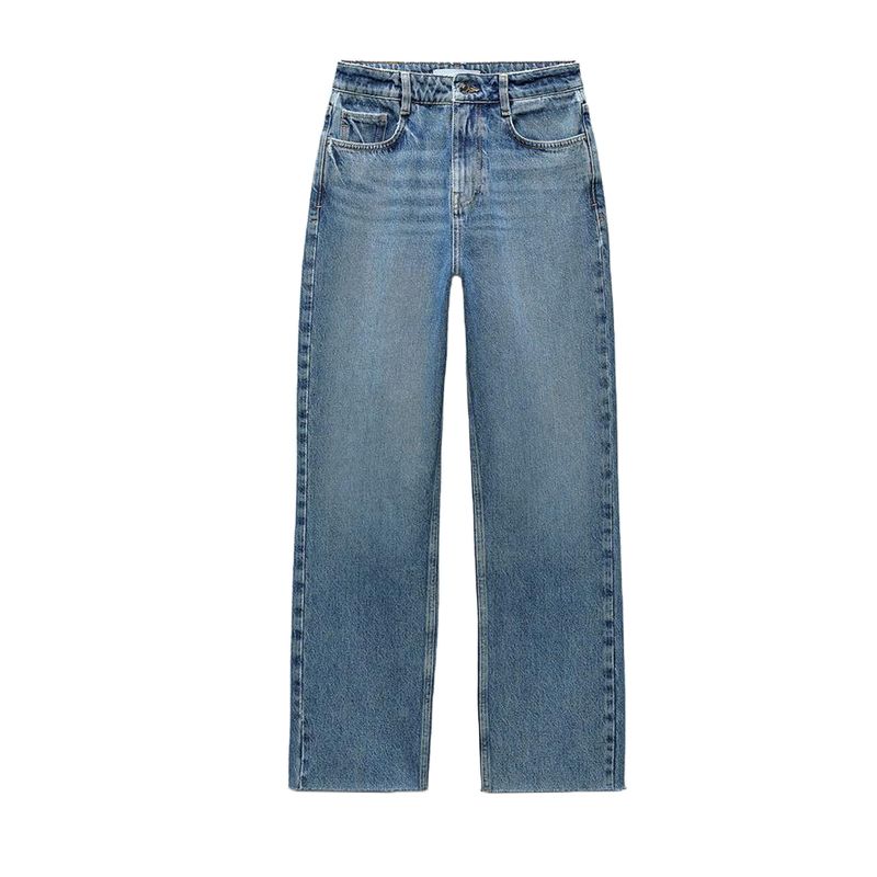 Spring New Women's Clothing Metal Button Decoration Multi-Color Selection Straight High Waist Casual Denim 6164059