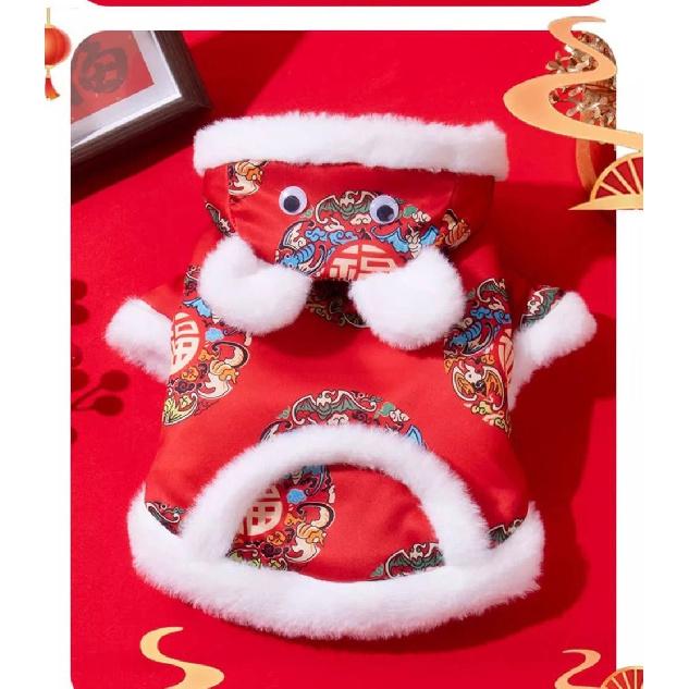 2026 Dog Clothes Winter Chinese Tang style Hoodie Pet Printed New Year Cat/Dog Hoodie with Hat Pet Clothes Pet Supplies LJ237