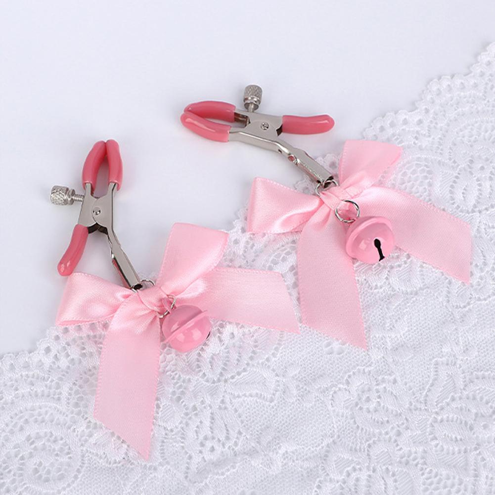 Регулируемые 4-цветные сексуальные зажимы для сосков с бантиками и колокольчиками, взрослая BDSM фетиш-игрушка для интимных игр пар