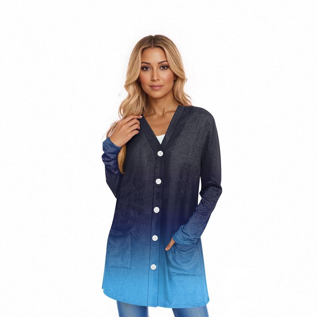 Women's Long Sleeve Cardigan Casual Jacket With Pockets Top