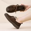 Винтажные женские лоферы из натуральной кожи - Мягкая подошва, Удобные, Круглый носок, Плоские слипоны, Повседневная обувь для осени
