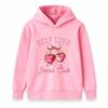 Kids Boys Girls Self Love Social Club Cherry Heart Print Pullover Hoodie Casual Long Sleeve Sweatshirt For Children