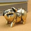 Retro Pure Copper Zodiac Pig Brass Home Decoration Small Ornament Antique Bronze Craft Collectible Handle