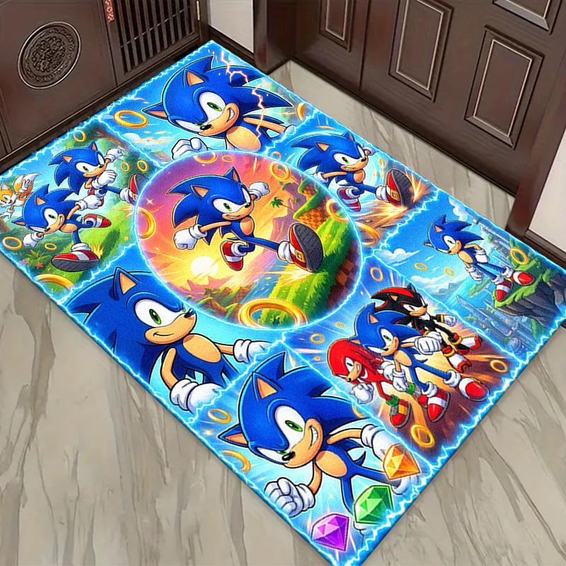 Blue Hedgehog Carpet Rug for Living Room Bedroom Home Sofa Decoration,Kids play Non-slip Floor Mat
