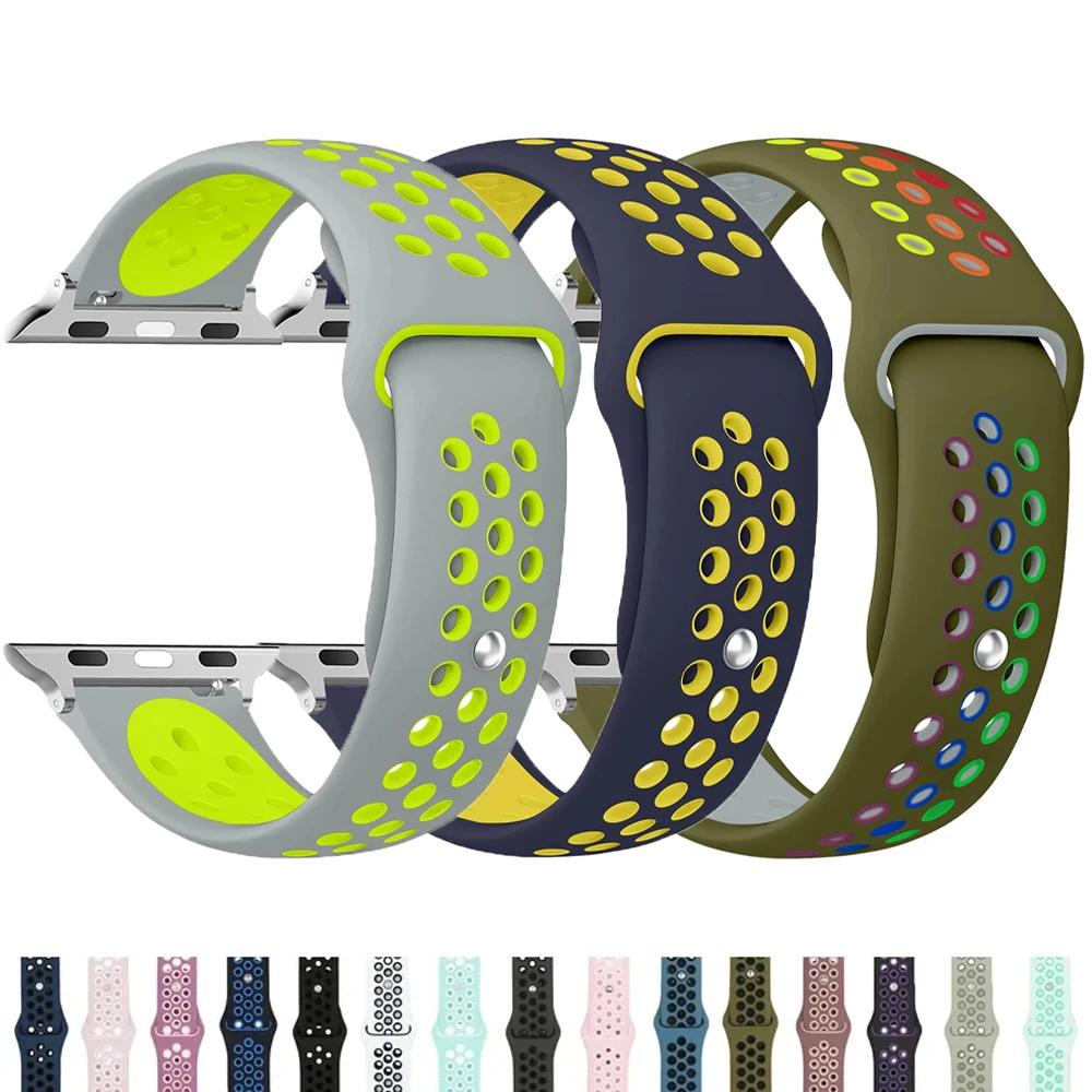 Классический ремешок для Apple Watch Band 45 мм 44 мм 42 мм 40 мм 49 мм 41 мм 38 мм 44 мм силиконовый браслет correa iwatch Series 7 8 9 6 5 4 Ultra se