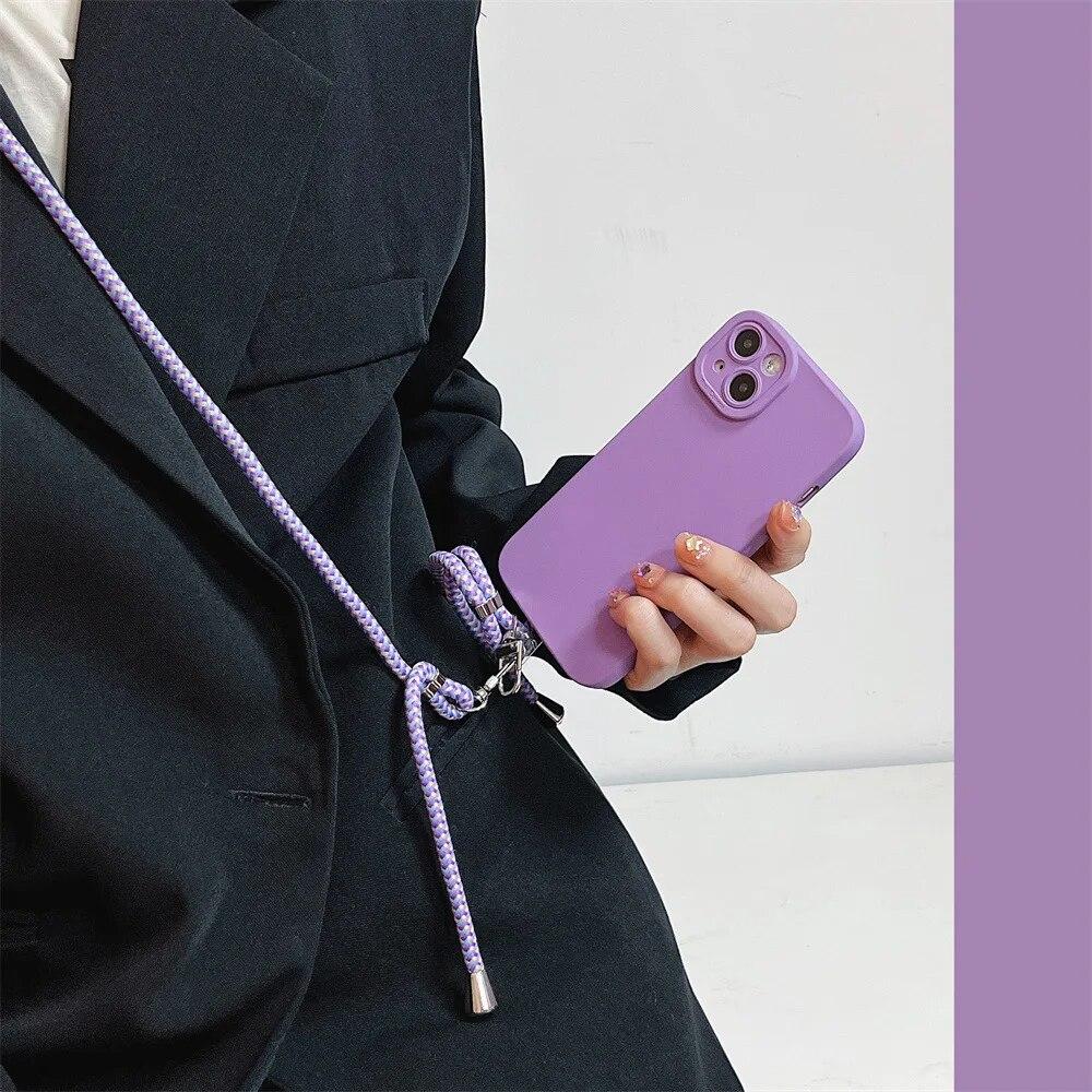 Красочные ремешки для мобильных телефонов, милые спортивные регулируемые ремешки, стильный длинный веревочный кулон для телефона для iPhone 14Pro, нейлоновый ремешок