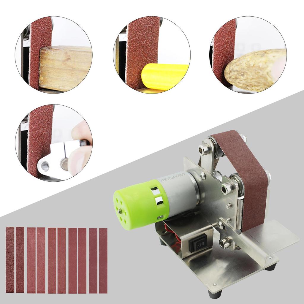 Mini Belt Sander Electric Sanding Polishing Grinding Machine 7 Variable Speed with 10 Sanding Belts
