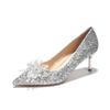 Spring Ladies Pumps Luxury Sequins Crystal Butterfly High Heel Single Shoes Women Dress Banquet Wedding Shoes
