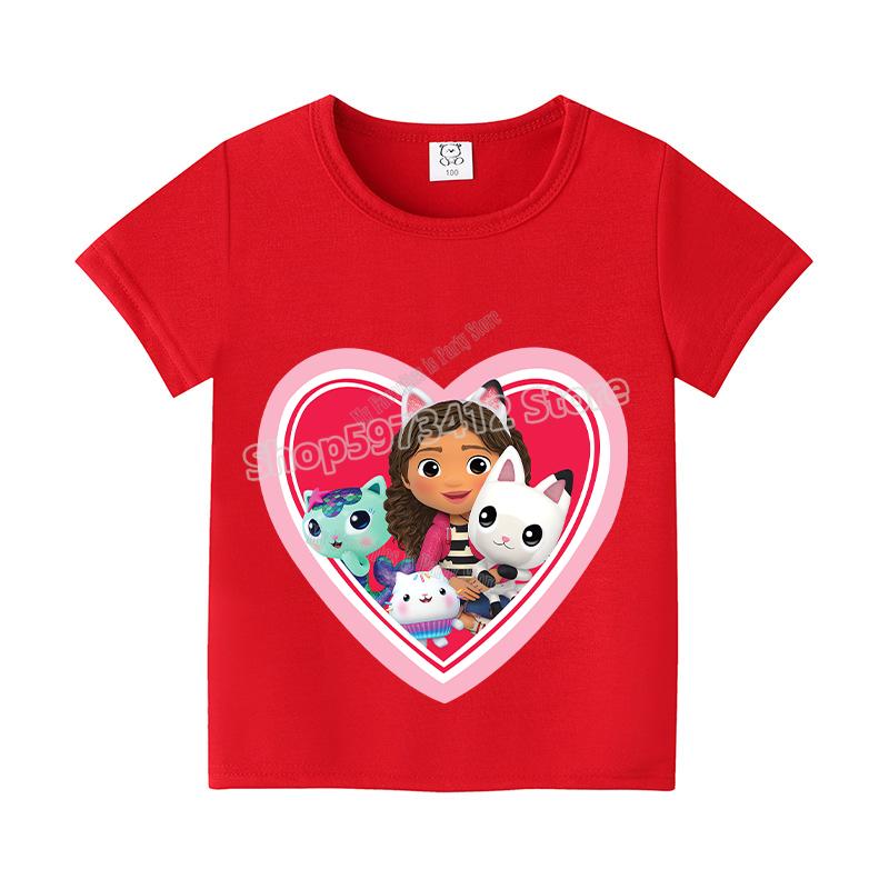New Gabby Dollhouse Kids T-shirt Summer Children Cotton Short Sleeve Top Anime Fashion Kawaii Baby Tee Girls Casual Clothes Gift