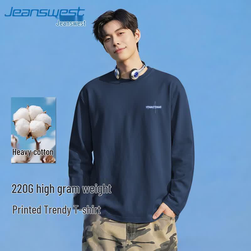 Мужская хлопковая футболка с круглым вырезом Jeanswest, 220 г/м², свободный крой