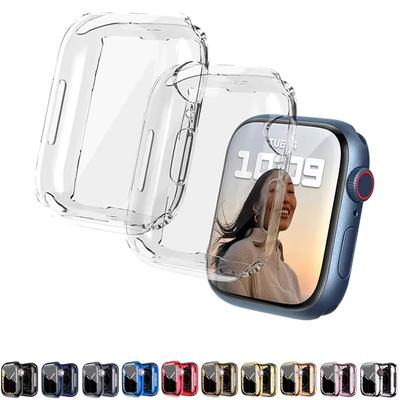 Прозрачный чехол-протектор экрана из ТПУ с полной защитой 360 для Apple Watch Ultra 9 8 7 6 SE 5 4 серии 49 мм 45 мм 41 мм 44 мм 42 мм 40 мм 38 мм