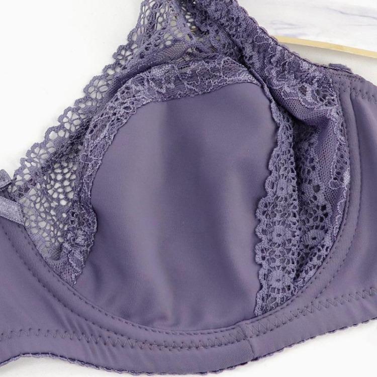 Французский цветочный дизайн Женский бюстгальтер полной чашки большого размера Тонкое дышащее однослойное кружевное нижнее белье со стальной поддержкой