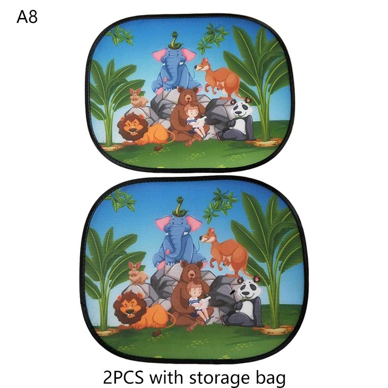 2 шт. солнцезащитные шторы для боковых окон автомобиля, регулируемые шторы для автомобильного стайлинга, солнцезащитный козырек с рисунком животных, жалюзи, солнцезащитный козырек