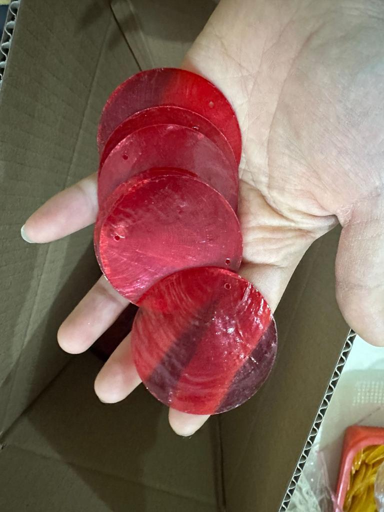 100PCS DIY Lighting Fixture Wind Chime Accessories Semi Transparent Soft Shell Circular Double Hole Mirror Raw Materials 50mm