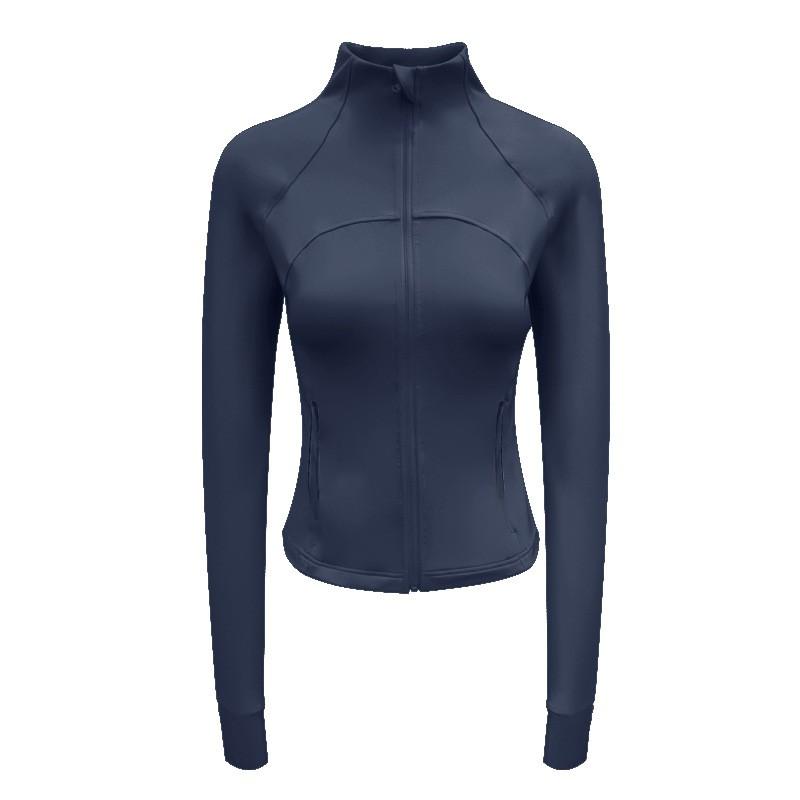 Womens Slim Fit Long Sleeve Yoga Top Winter Workout Jacket Pure Color