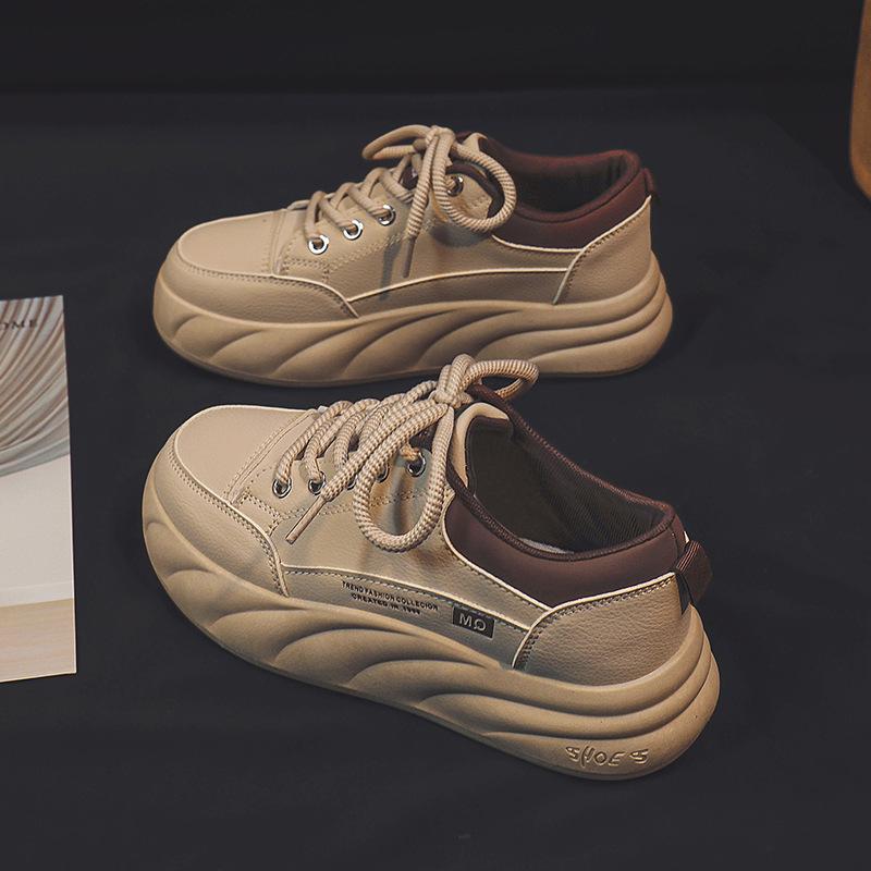 Новые весенние и осенние универсальные туфли с круглым носком, удобные белые туфли, женская спортивная повседневная обувь, студенческие кроссовки на платформе для женщин