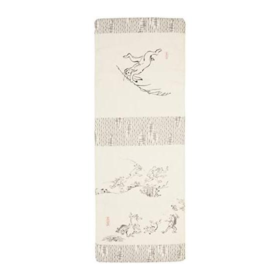 Yamamoto Jin Shoten Fluffy Tenugui Towel - Juunin Usairo - Playful Rabbit Design - Double Gauze - 100% Cotton - Gray - Approx. 32x89cm