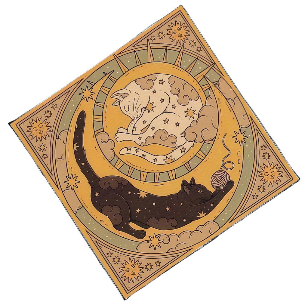 Скатерть для Таро Скатерть для алтаря Луна Кошка Узор Скатерть для астрологии Скатерть для гаданий Гобелен Настенное украшение