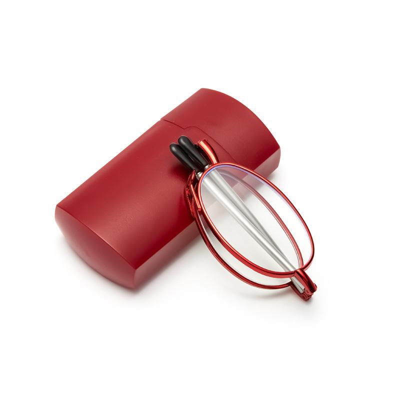 Stainless Steel Red Women'S Antenna Flower Glasses Portable Elderly Glasses Black Men'S Anti-Blue Antenna Folding Reading Glasses