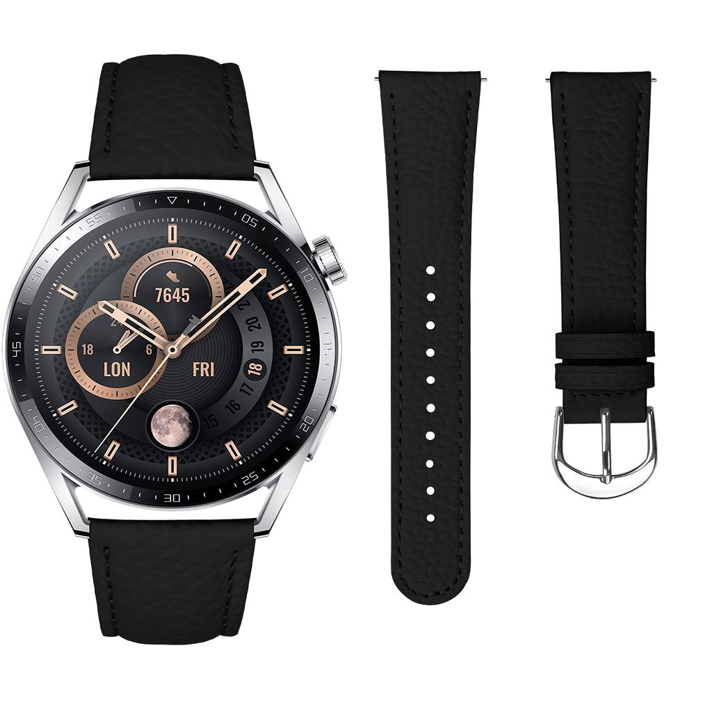 Replacement Strap for Huawei Watch 4/Watch 4 Pro Litchi Texture PU Leather Watch Band with Metal Buckle