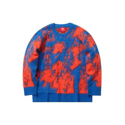 Li Ning Sports Lifestyle Series Вязаный свободный свитер с длинным рукавом и круглым вырезом унисекс, синий AMBQ028-2